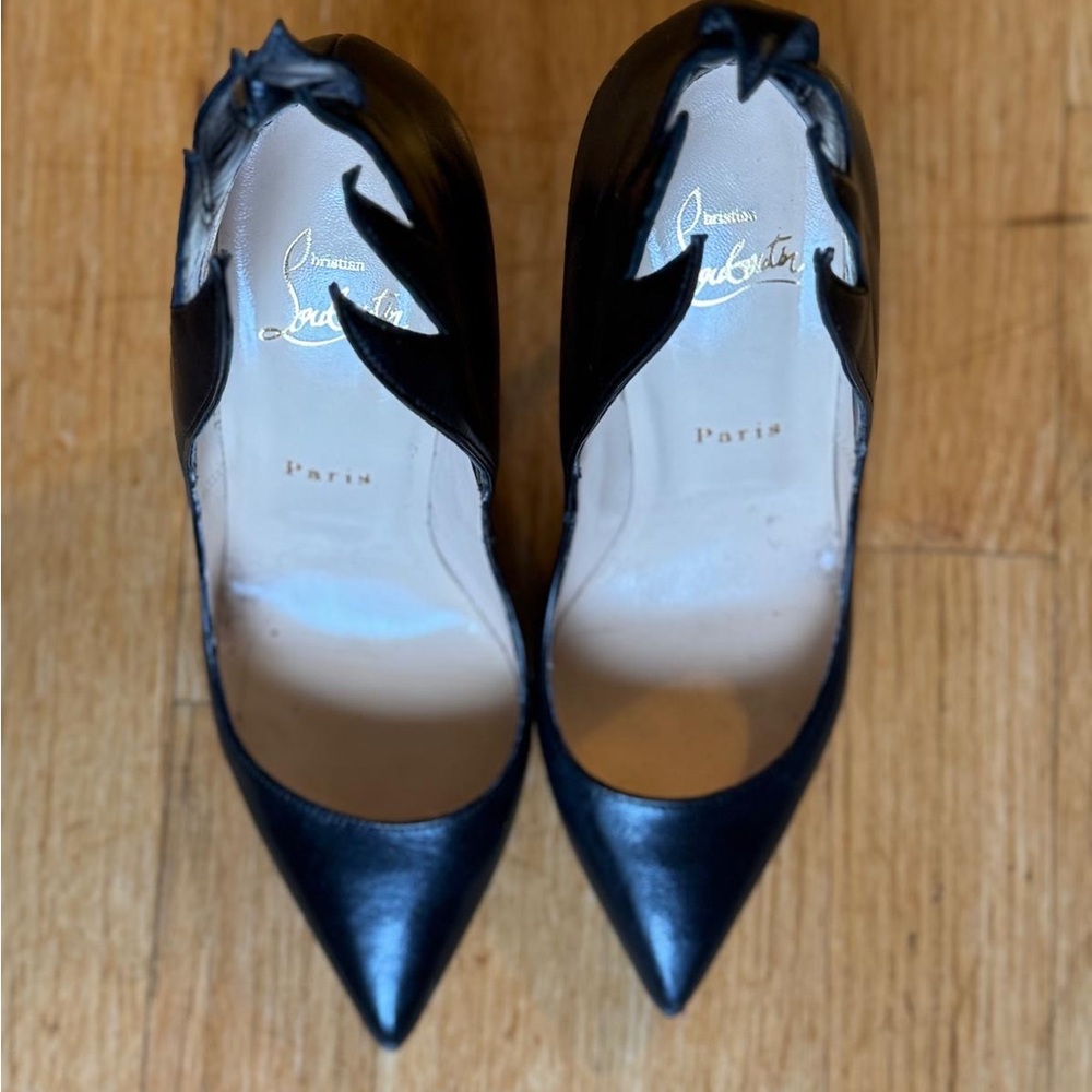Christian Louboutin Black Heels with Dramatic Design - Picture 6 of 9